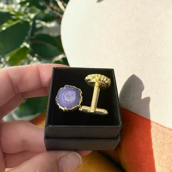 Turquoise Solar Quartz Cufflinks - Picture 5 of 5